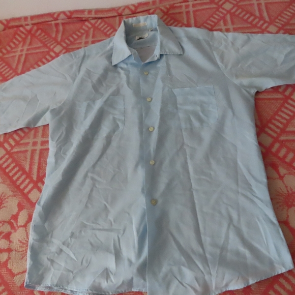 Vintage rare 1950s 60s Rockabilly Shirt E&W Customized blue short sleeve M - Picture 1 of 7